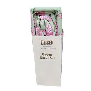 Katie Kime Queen Sheet Set with Pink and Green Design